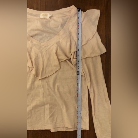 Nation LTD top S Kelsey Beige Ruffle Luxury Romantic long sleeve - Picture 8 of 15
